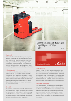 Pallet Trucks Stand Up Rider Platform Linde T 20 SF