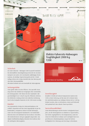 Pallet Trucks Sit Down Rider Linde T20R