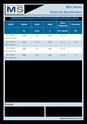 Endüstriyel asansörler Mastclimber Solutions MS-I-100/100GD