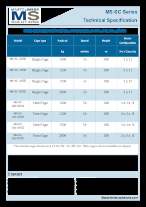 Endüstriyel asansörler Mastclimber Solutions MS-SC-100TD