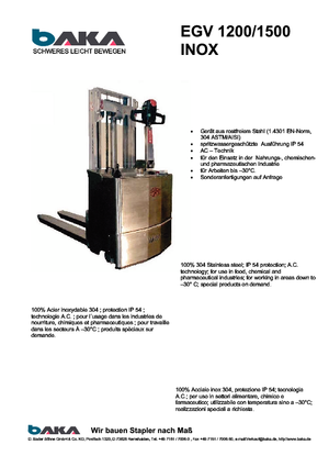 Walkie Stackers Baka EGV 1500-32 Inox