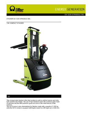 Walkie Stackers PRAMAC Lifter GX 12/25 Straddle GEL