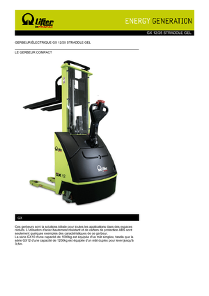 Walkie Stackers PRAMAC Lifter GX 12/25 Straddle GEL