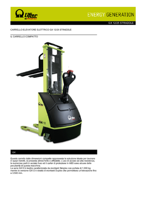 Walkie Stackers PRAMAC Lifter GX 12/25 Straddle