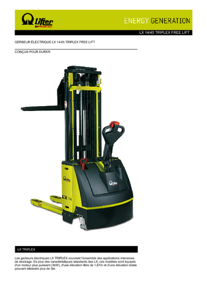 Walkie Stackers PRAMAC Lifter LX 14/45 Triplex-Free Lift