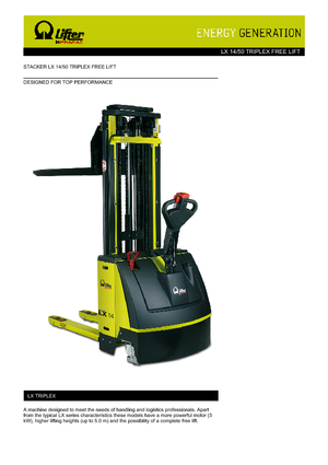 Walkie Stackers PRAMAC Lifter LX 14/50 Triplex-Free Lift