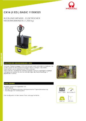 Yaya kumandalı transpalet PRAMAC Lifter CX 14 Basic GEL