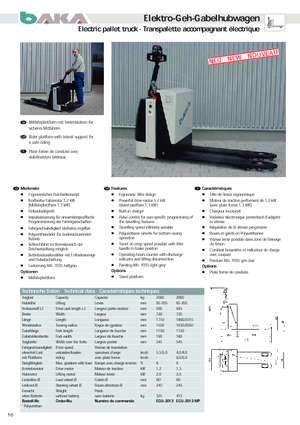 Yaya kumandalı transpalet Baka EGU 2013