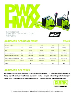 Yaya kumandalı transpalet Clark HWX 40