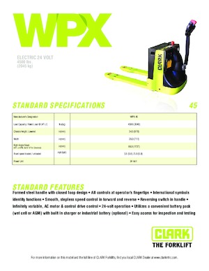 Yaya kumandalı transpalet Clark WPX 45