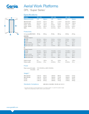 Single Vertical Mast Boom Lifts Genie DPL 35 S