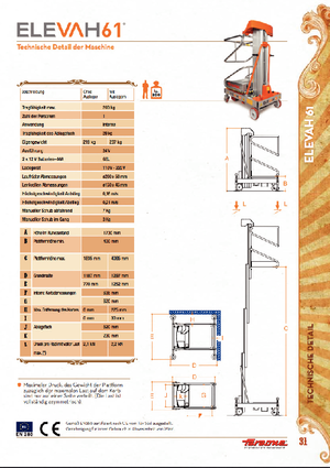 Tek Dikey Direkli Sepetli Vinçler Faraone Elevah 61