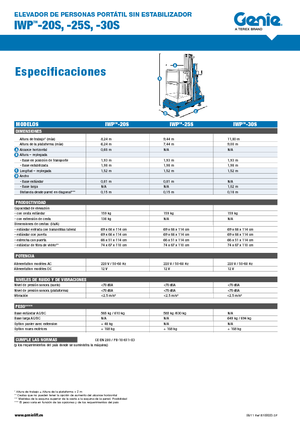 Single Vertical Mast Boom Lifts Genie IWP 30 S WB