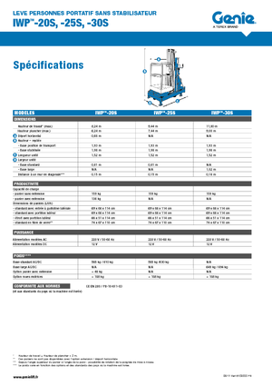 Single Vertical Mast Boom Lifts Genie IWP 30 S WB