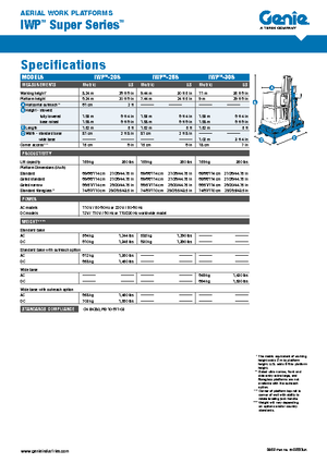 Single Vertical Mast Boom Lifts Genie IWP 25 S