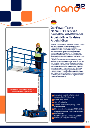 Tek Dikey Direkli Sepetli Vinçler Power Towers Nano Sp Plus