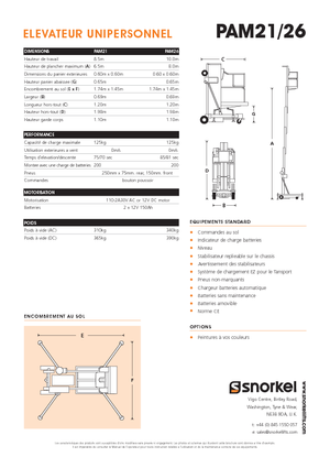 Single Vertical Mast Boom Lifts Snorkel PAM26AC