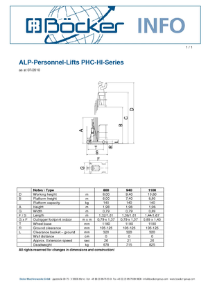 Single Vertical Mast Boom Lifts ALP-Lift PHC-HI 940