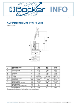 Single Vertical Mast Boom Lifts ALP-Lift PHC-HI 940