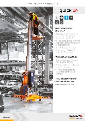 Single Vertical Mast Boom Lifts Haulotte QuickUp 7