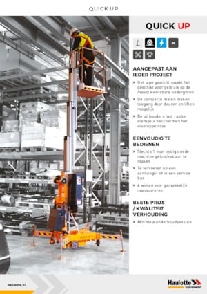 Single Vertical Mast Boom Lifts Haulotte QuickUp 7