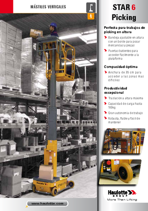 Single Vertical Mast Boom Lifts Haulotte Star 6 Picking