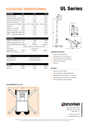 Single Vertical Mast Boom Lifts Snorkel UL40AC