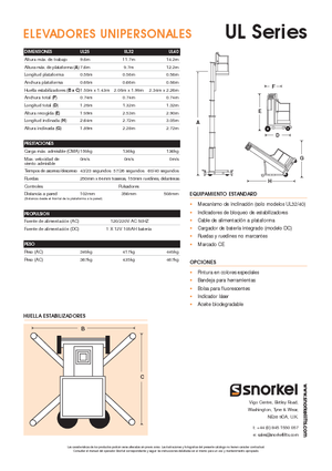 Single Vertical Mast Boom Lifts Snorkel UL32AC