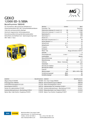 Gasoline Power Generators Geko ® 12000 ED-S/SEBA