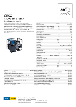 Gasoline Power Generators Geko ® 13002 ED-S/SEBA