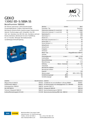 Gasoline Power Generators Geko ® 13002 ED-S/SEBA