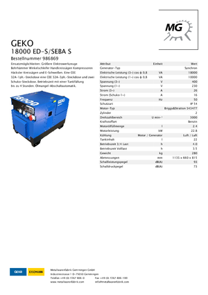 Gasoline Power Generators Geko ® 18000 ED-S/SEBA