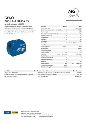 Gasoline Power Generators Geko ® 2801 E-A/HHBA