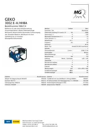 Gasoline Power Generators Geko ® 3002 E-A/HHBA*