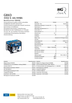 Gasoline Power Generators Geko ® 4402 E-AA/HHBA*