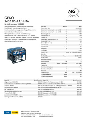 Gasoline Power Generators Geko ® 5402 ED-AA/HHBA*