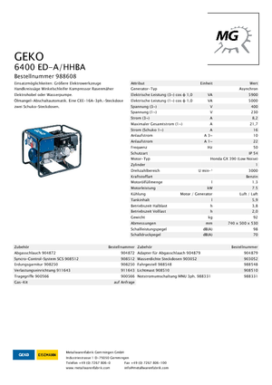 Gasoline Power Generators Geko ® 6400 ED-A/HHBA