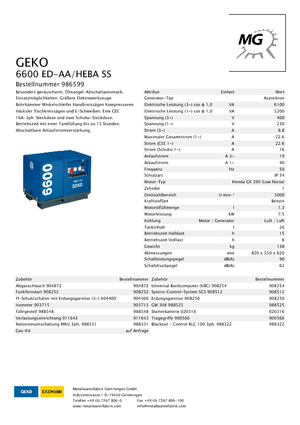 Gasoline Power Generators Geko ® 6600 ED-AA/HEBA