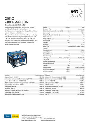 Benzinli Jeneratörler Geko ® 7401 E-AA/HHBA