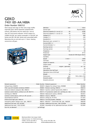 Gasoline Power Generators Geko ® 7401 ED-AA/HEBA