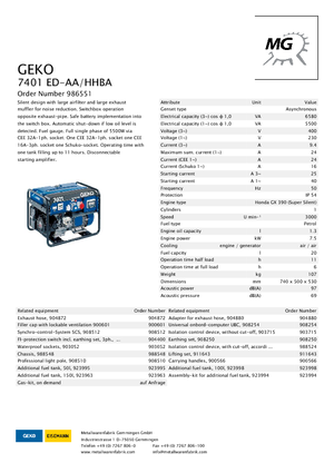 Benzinli Jeneratörler Geko ® 7401 ED-AA/HHBA