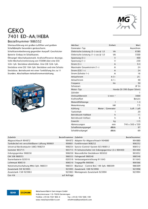 Benzinli Jeneratörler Geko ® 7401 ED-AA/HHBA