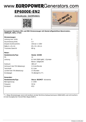 Benzinli Jeneratörler Europower EP 6000 E-EN2 (S)