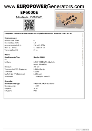 Benzinli Jeneratörler Europower EP6000E (S)