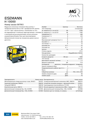 Gasoline Power Generators Eisemann H 10000