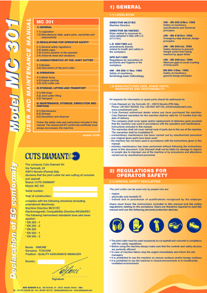 Floor Saws Cuts Diamant MC 301 HB