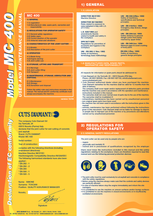 Zemin Testeresi Cuts Diamant MC 400 HD