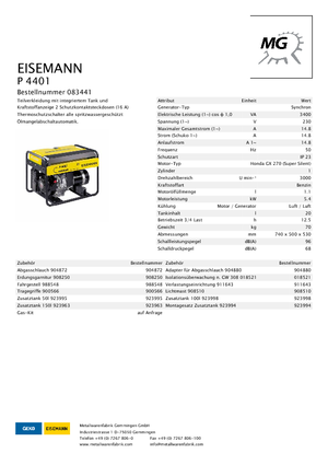 Benzinli Jeneratörler Eisemann P 4401