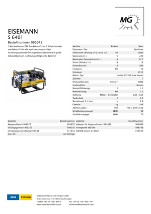 Gasoline Power Generators Eisemann S 6401