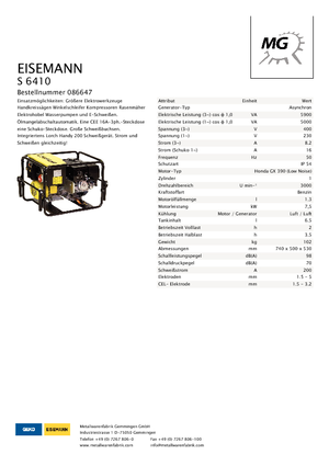 Gasoline Power Generators Eisemann S 6410